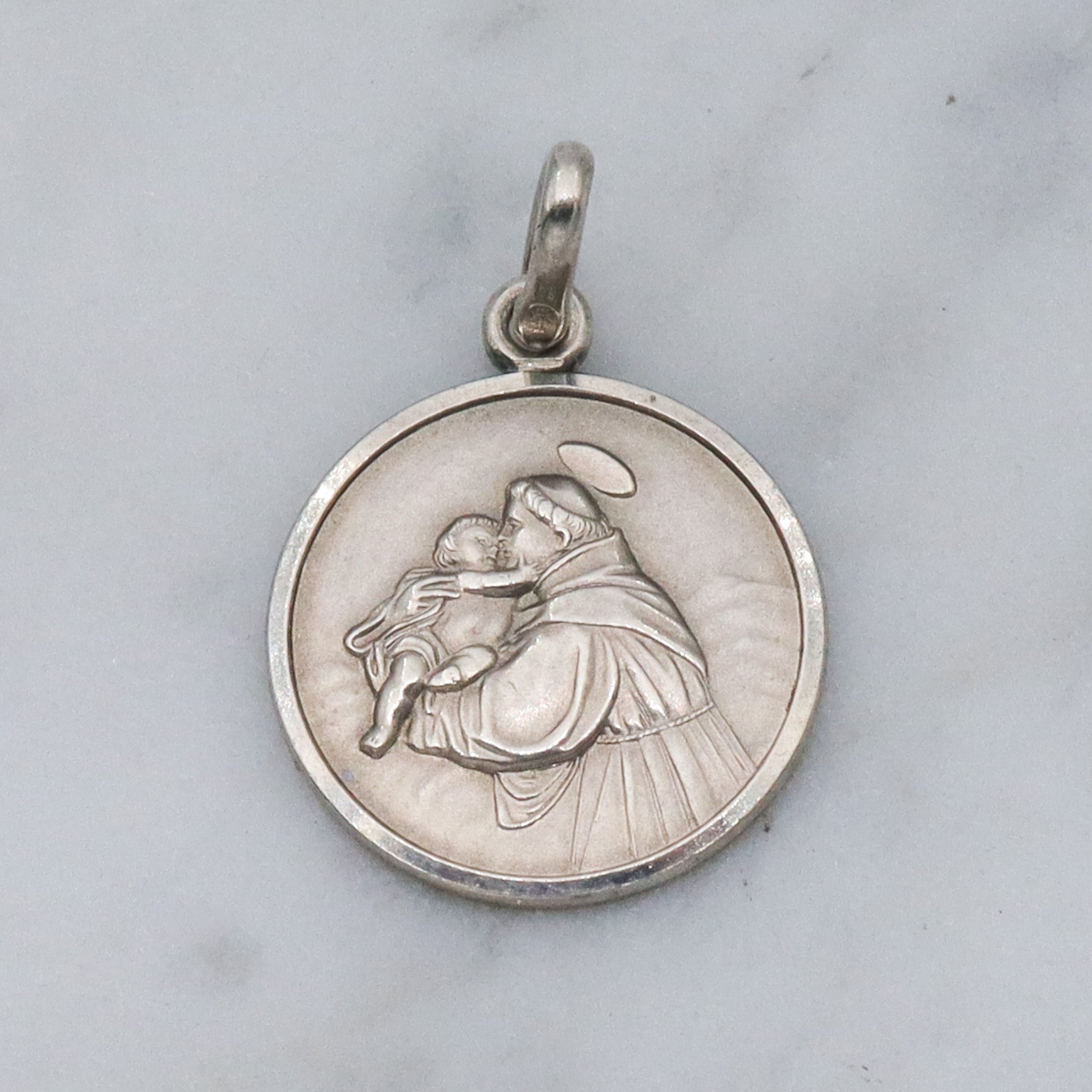 Vintage Italian .800 silver Saint Anthony medallion pendant